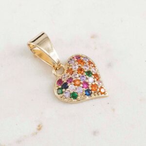 DIJE CORAZON CIRCONES COLORES